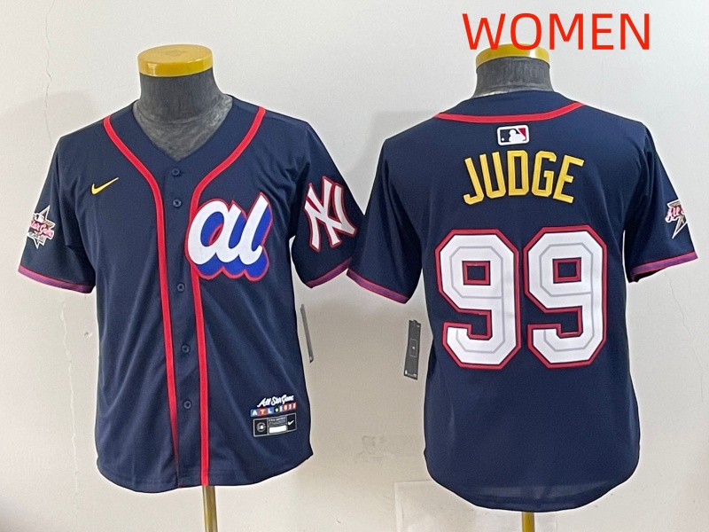 Women 2025 New York Yankees #99 Judge Drak Blue All star Blank Blue Nike MLB Jersey style 